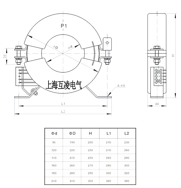 零序电流互感器尺寸